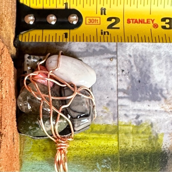 Necklace Pendant, Handmade assemblage Wire Wrapped real Stones Resin Set 4300 G - Picture 6 of 9